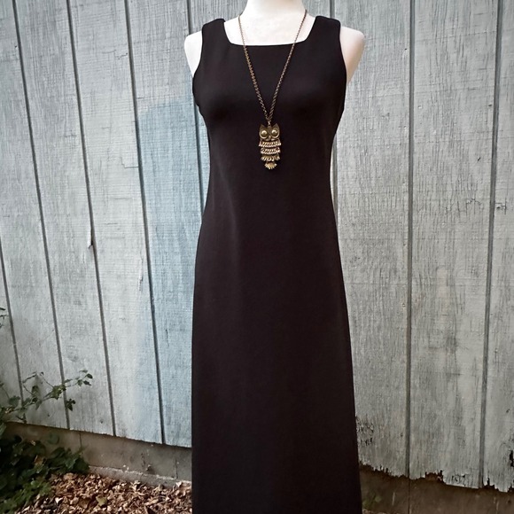 Rhapsody LTD Petite Black Classic Maxi Dress Sleeveless Square Neck Size 6 - Picture 1 of 10